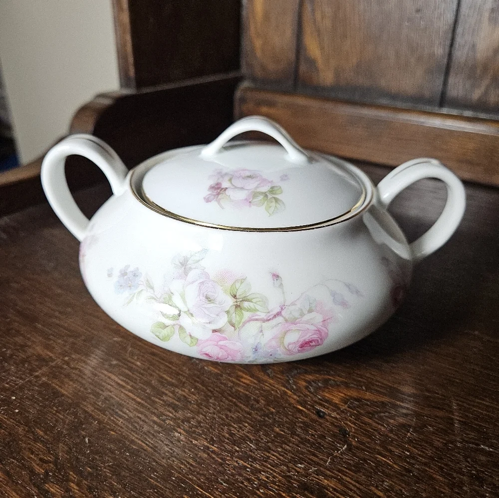 Floral Porcelain Sugar Bowl
